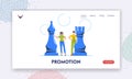 Winning Success Landing Page Template. Competitive Business People Man And Woman Competing With Chess Pieces Royalty Free Stock Photo