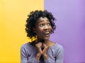 Winning success woman happy ecstatic celebrating being a winner. Dynamic energetic image of female afro model Royalty Free Stock Photo