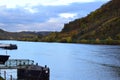 lower Mosel valley near Winningen with view to Koblenz in background Royalty Free Stock Photo