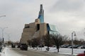 WINNIPEG, CANADA - 2014-11-18: Winter view on Canadian Museum for Human Rights . CMHR is a national museum in Winnipeg