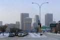 Winnipeg, Manitoba, Canada - 2014-11-18: Winnipeg downtown cityscape: Winter view on Winnipeg downtown seen from