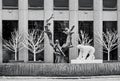 Winnipeg, Manitoba, Canada - 11 17 2014: Winter view of Tree Children sculpture by Leo Mol surrounded by winter