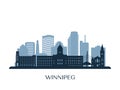Winnipeg skyline, monochrome silhouette.