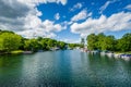 The Winnipesaukee River, in Lakeport, Laconia, New Hampshire. Royalty Free Stock Photo