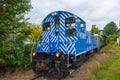 Winnipesaukee Scenic Railroad locomotive in Weirs Beach, NH, USA