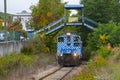 Winnipesaukee Scenic Railroad locomotive in Weirs Beach, NH, USA