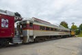 Winnipesaukee Scenic Railroad train in Weirs Beach, NH, USA