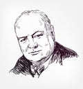 Winston Churchill vector sketch portrait isolated Royalty Free Stock Photo