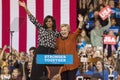 WINSTON-SALEM, NC - OCTOBER 27 , 2016: Democratic presidential candidate Hillary Clinton and US First Lady Michelle Obama appear a Royalty Free Stock Photo