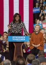 WINSTON-SALEM, NC - OCTOBER 27 , 2016: First Lady Michelle Obama introduces Democratic presidential candidate Hillary Clinton at a Royalty Free Stock Photo