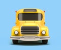 Wintage toon yellow school bus 3d illustration on blue gradient