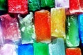 Winter abstract background with different colored ice bricks Royalty Free Stock Photo