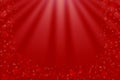 Winter abstract red backdrop with realistic white snow snowflakes. Elegant blurry banner, poster, greeting card background for Royalty Free Stock Photo