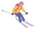 Winter active lifestyle. Skier smiling. Person on mountain resort