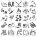 Winter Activities for Family Set Icon Vector Doodle Hand Drawn or Outline Icon Style Royalty Free Stock Photo