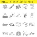 Winter activities line icon vector set.