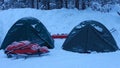 Winter adventure camping in lappland