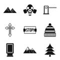 Winter adventure icons set, simple style