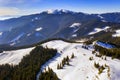 Winter aerial landscape in Carpathians