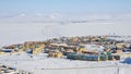 Winter aerial panorama of the city of Anadyr.