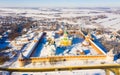 Winter aerial view of ancient fortified Kremlin of Zaraysk