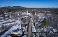 Winter aerial view of Fitzwilliam, New Hampshire