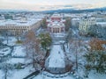 Winter aerial view of Ivan Vazov Theatre in Sofia, Bulgaria Royalty Free Stock Photo