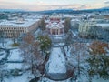 Winter aerial view of Ivan Vazov Theatre in Sofia, Bulgaria Royalty Free Stock Photo