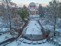 Winter aerial view of Ivan Vazov Theatre in Sofia, Bulgaria Royalty Free Stock Photo