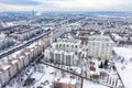 Winter aerial view to residential area in Kharkiv, Ukraine