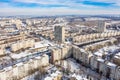 Winter aerial view to residential area in Kharkiv, Ukraine