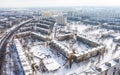 Winter aerial view to residential area in Kharkiv, Ukraine
