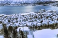 Winter aerial view of Tromso Norway Northern Europe Royalty Free Stock Photo
