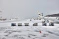 Winter airport operation with snow storm