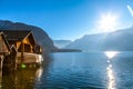 Winter Alpine Hallstatt Town and lake Hallstatter