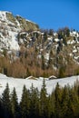 Winter alpine landscape with snow