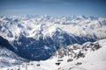 Winter Alps landscape from ski resort Val Thorens Royalty Free Stock Photo
