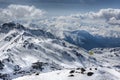 Winter Alps landscape from ski resort Val Thorens Royalty Free Stock Photo