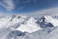 Winter Alps landscape from ski resort Val Thorens. 3 valleys Royalty Free Stock Photo