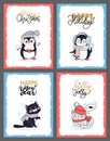 Winter Animals in Warm Cloth, Christmas Cards