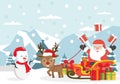 Winter Arctic Christmas Santa Claus with sleigh