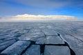 Winter Arctic. White snowy mountain, blue glacier Svalbard, Norway. Ice in ocean. Iceberg twilight in North pole. Beautiful landsc Royalty Free Stock Photo