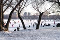 Winter atmosphere in city park