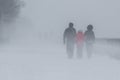 WINTER ATTACK - FAMILY IN BLIZZARD Royalty Free Stock Photo