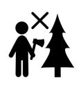 Winter Attention Do Not Chop Christmas Tree Flat Black Pictogram