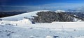 Winter austrian Alps panorama from Pretulalpe hill in Fischbacher Alpen in Styria