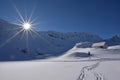 Winter scene in Romania , beautiful landscape of wild Carpathian mountains Royalty Free Stock Photo