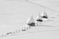 Winter scene in Romania , beautiful landscape of wild Carpathian mountains Royalty Free Stock Photo