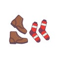 Winter or autumn shoes and sock vector isolated illustration. Royalty Free Stock Photo