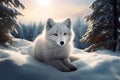 Winter baby arctic fox animal. Generate Ai